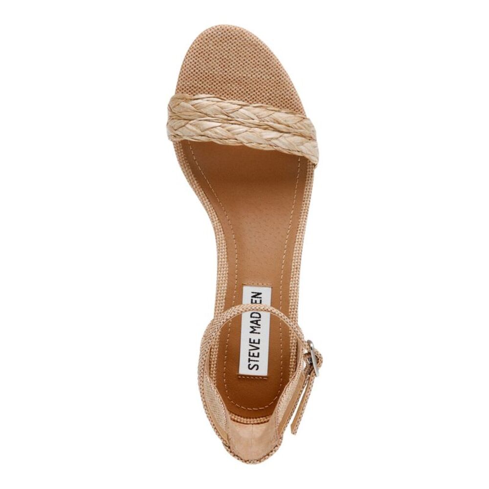 STEVE MADDEN Womens Beige Raffia Irenee Open Toe Block Heel Heeled Sandal 5.5 M - Picture 3 of 4
